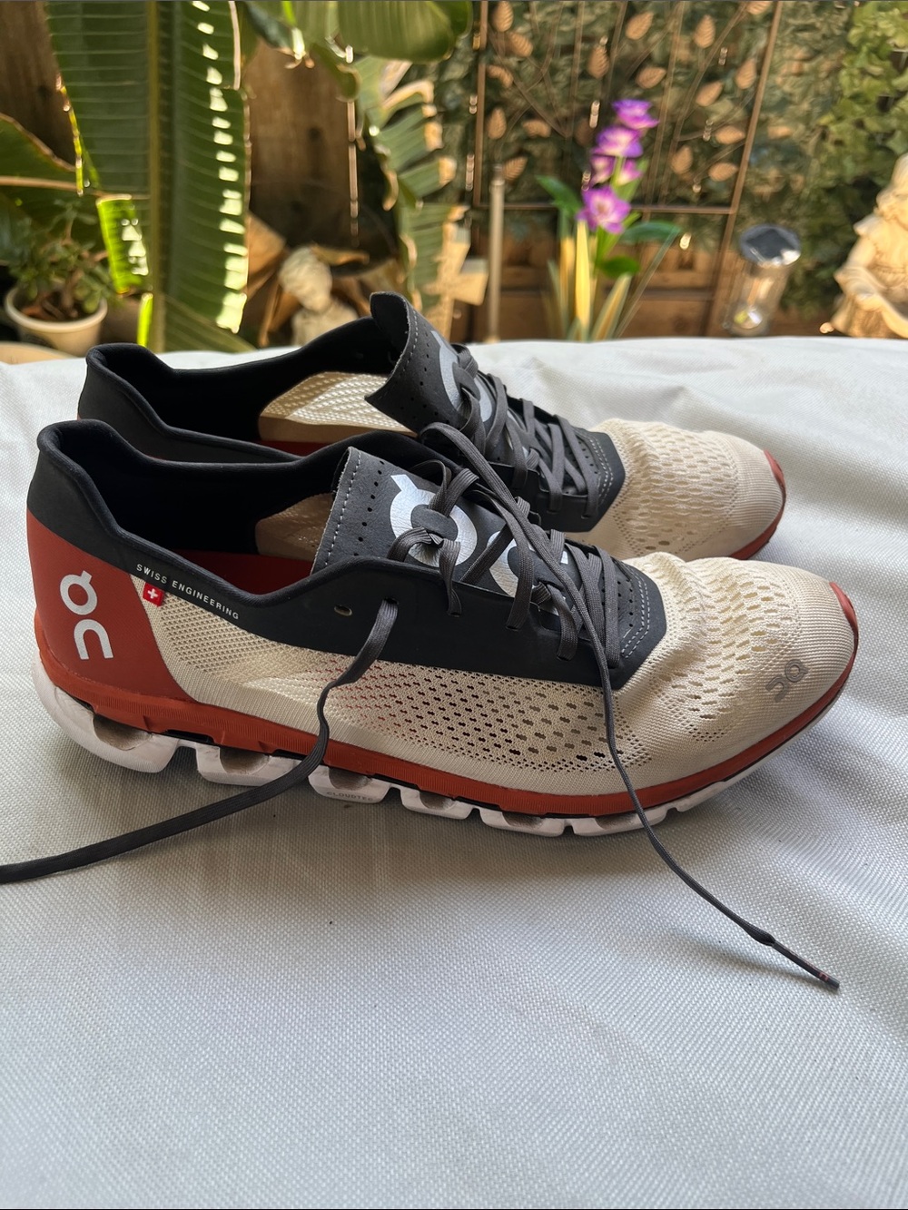 On Running Men's Athletic Sneakers in White, Black & Red